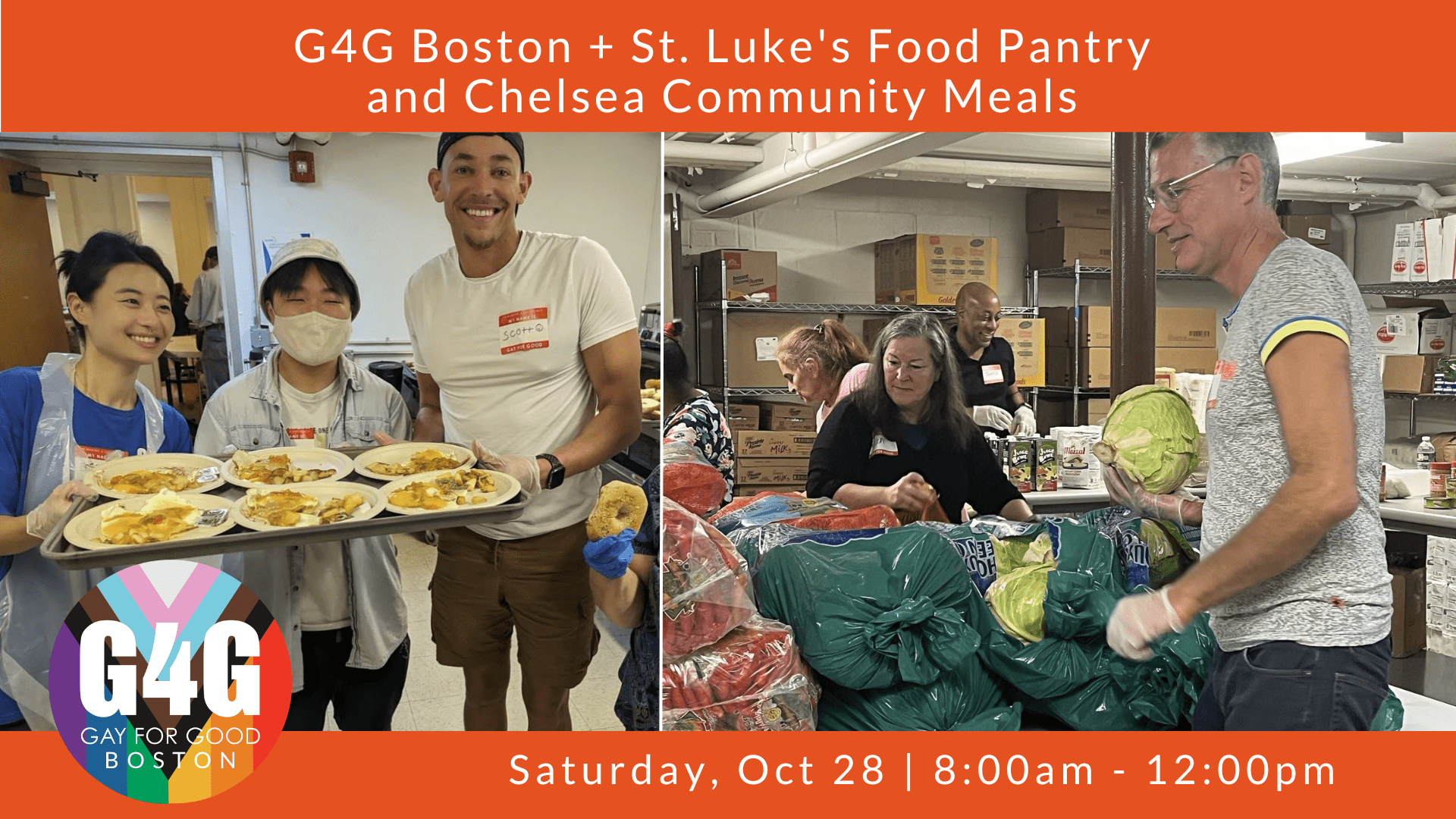 Join G4G Boston at St. Luke's & Chelsea Community Meals on October 28th from 8 a.m. to noon!